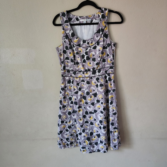 Boden Gray Geometric Fit & Flare Knee Length Dress Size 6 Regular 6R - Picture 5 of 9